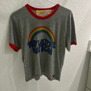 Excellent condition Aviator Nation cropped tee- size medium